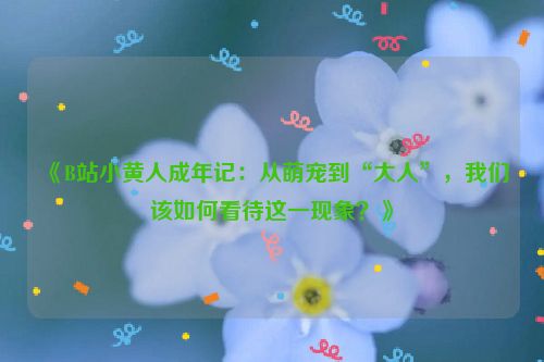 《B站小黄人成年记：从萌宠到“大人”，我们该如何看待这一现象？》